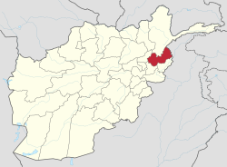 Map of Afghanistan with Nuristan highlighted