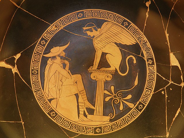 Ceràmica grega amb Èdip i l'Esfinx de Tebes