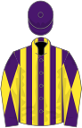 Purple and yellow stripes, diabolo on sleeves