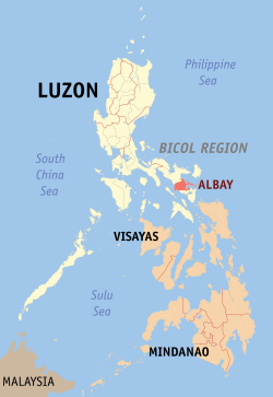 Mapa iti Filipinas a mangipakita ti pakasarakan iti Albay.