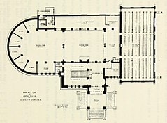 Furness' floor plan of the U.Penn library(1891), which he used for Idlewild's design.