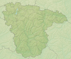Mapa konturowa obwodu woroneskiego, u góry po lewej znajduje się punkt z opisem „Woroneż”