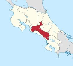 San José no mapa da Costa Rica
