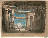 Set design, Cairo premiere, Act 2, sc. 2.