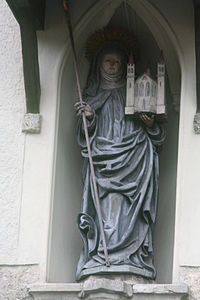 Statuo Erentrudis am Portal der Benediktinerinnenabtei Nonnberg.JPG