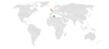 Location map for Tunisia and the United Kingdom.