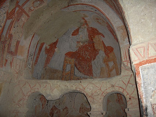 Fresco de un pantocrator en la Iglesia de Santa Bárbara, Göreme Open Air Museum
