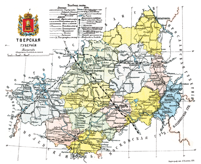 Тверская губерния на карте