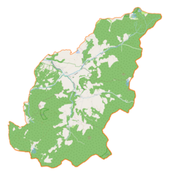 Mapa konturowa gminy Ujsoły, w centrum znajduje się punkt z opisem „Ujsoły”