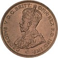 V. György ausztrál 1 pennysének előoldala. Átmérője: 31 mm