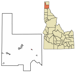 Location of Hope in Bonner County, Idaho.