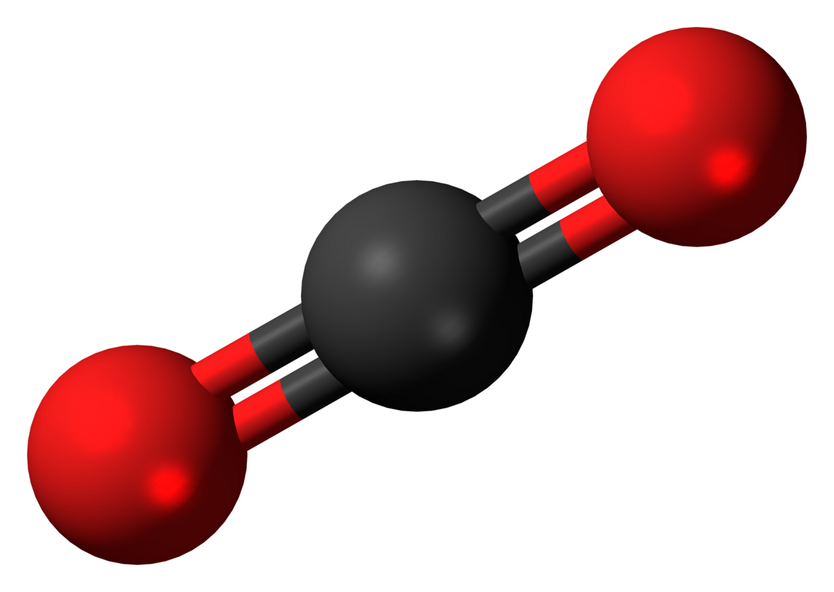 Ball-and-stick model of carbon dioxide