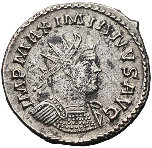 Coin issued during the reign of the Roman emperor Maximian