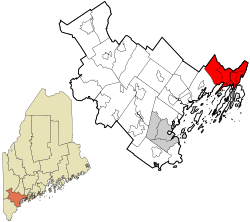 不伦瑞克在坎伯兰县的位置（以红色标示）