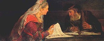 English: Esther and Mordechai writing the seco...