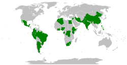 Negara anggota G24 dalam hijau Negara pemerhati dalam lime
