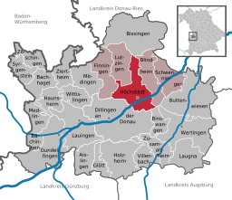 Läget för Höchstädt an der Donau i Landkreis Dillingen an der Donau