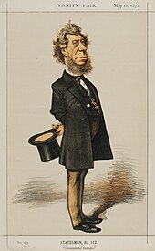 Цветной карикатурный набросок гл. Гамильтон Фиш с удлиненной бородой в положении стоя с цилиндром в руке.