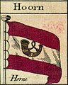 Vlag van Hoorn met hoorn, zoals deze in 1783 op een vlaggenkaart is getekend