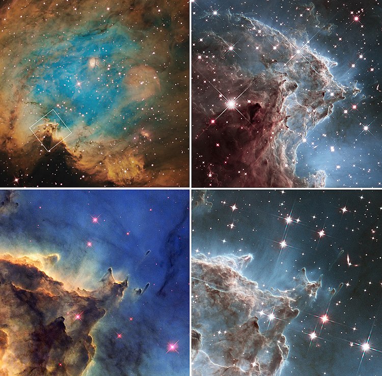 24th anniversary image - 2014 - A set of Infrared images of Monkey Head Nebula incl. NGC 2174 and Sharpless Sh2-252 Hubble Celebrates 24th Anniversary with Infrared Image of Nearby Star Factory (13225104285).jpg