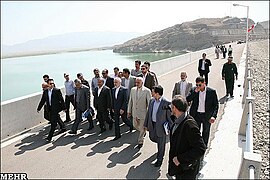 افتتاح سد در سال ۱۳۹۱ توسط محمدرضا رحیمی، معاون اول رئیس جمهور و هیئت همراه