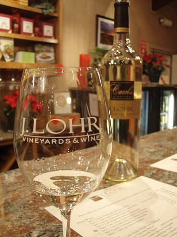 A glass of Sauvignon blanc wine from the Calif...