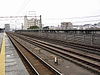 The two tracks on the right are part of the former Nanpō Freight Line at Ōdaka Station in 2007