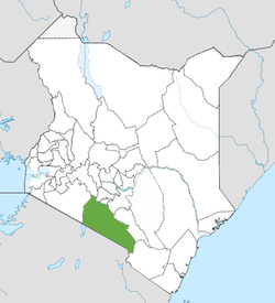 Location of Kajiado County (Green)