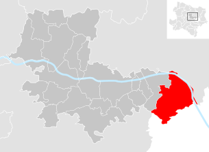 Lage der Gemeinde Klosterneuburg im Bezirk Tulln (anklickbare Karte)