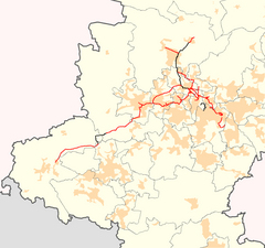 Mapa lokalizacyjna górnośląskich kolei wąskotorowych