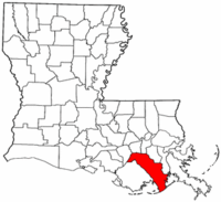 Localização da paróquia no Estado de Louisiana