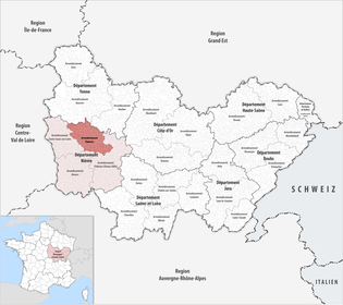 克拉姆西区在勃艮第-弗朗什-孔泰大区与涅夫勒省的位置