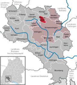 Läget för Mönchweiler i Schwarzwald-Baar-Kreis