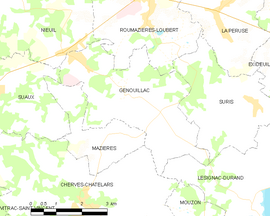 Mapa obce Genouillac
