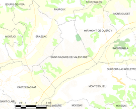 Mapa obce Saint-Nazaire-de-Valentane