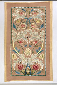 Panel of floral embroidery, silk on silk (c. 1875) (Metropolitan Museum of Art)