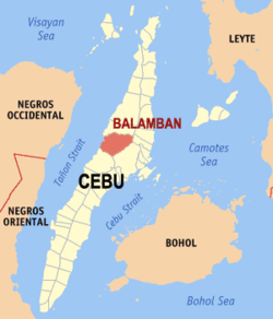 Map of Cebu with Balamban highlighted