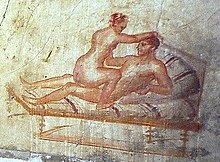 Fresco from the Pompeii brothel Pompeii-wall painting.jpg
