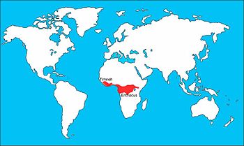 English: Range map for (Psittacus erithacus) A...