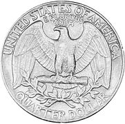 Águila calva nuna moneda d'un cuartu de dólar.