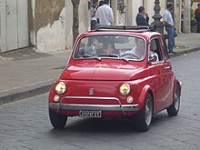 Restored original Fiat 500 in a street race in Sicily, Italy Red 500.jpg
