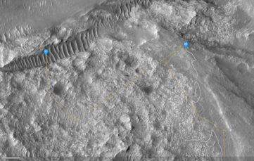 Total tracks of Ingenuity and Perseverance November 10, 2023 Relative positions of Ingenuity and Perseverance after flight 64.png