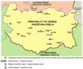 Il principato di Serbia nel 1833.