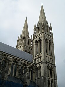 The two western towers Spires of Truro Cathedral.jpg