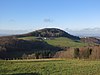 Blick von Südosten zum Stellberg mit Häusern von Hinterstellberg (Weiler von Hofbieber)