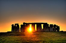 Midwinter sunset at Stonehenge Stonehenge (sun).jpg