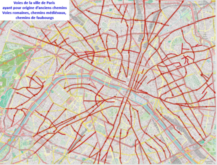 Voies de Paris ayant pour origine d’anciens chemins.