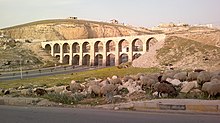 Ottoman ten-arches bridge built near Amman in 1908, as part of the Hejaz railway, which stretched across the length of Transjordan and linked Damascus with Medina. Z Ottoman Ten arches Amman 2.jpg