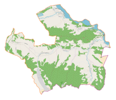 Mapa konturowa gminy Łapsze Niżne, po prawej nieco u góry znajduje się punkt z opisem „Zespół Elektrowni Wodnych Niedzica S.A.”