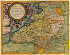 Карта Нидерландов. Название: Нижняя Германия (Gallia Belgica Dicta; размер: 34,5 х 43,5 см). 1593